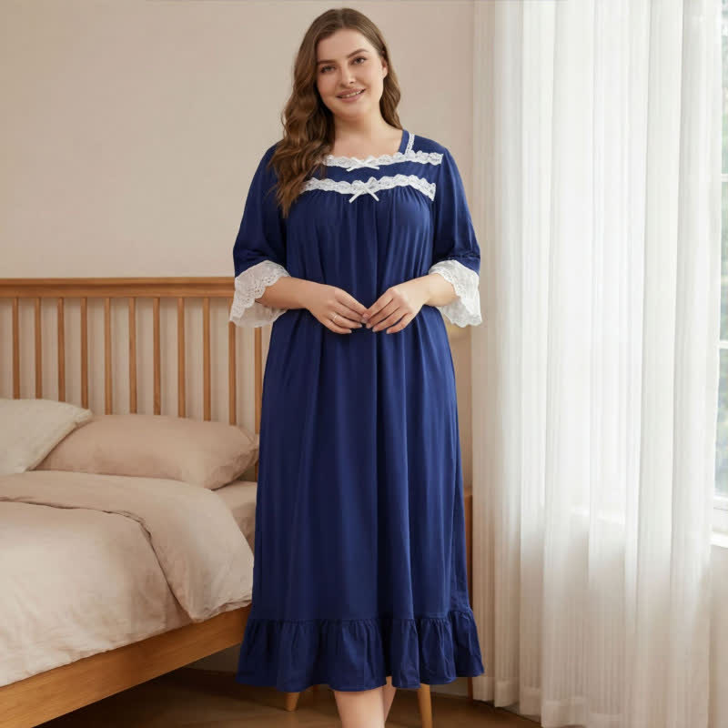 Nuisette à nœud et bordure en dentelle - image 2