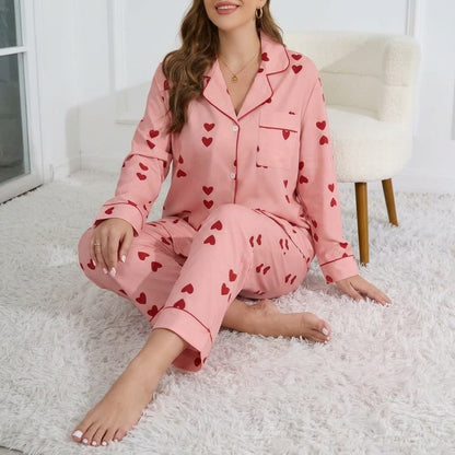 Ensemble pyjama en satin imprimé cœur - image 9