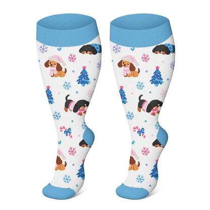 Chaussettes de compression grandes tailles à motifs animaux de Noël - Blanc - 4XL - image 4