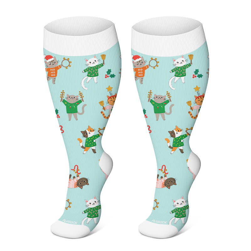 Chaussettes de compression grandes tailles à motifs animaux de Noël - Vert - 4XL - image 6