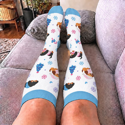 Chaussettes de compression grandes tailles à motifs animaux de Noël - image 1
