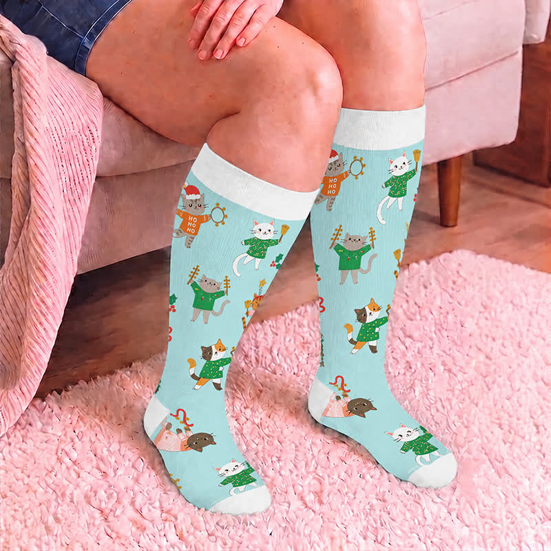 Chaussettes de compression grandes tailles à motifs animaux de Noël - image 3