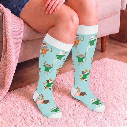 Chaussettes de compression grandes tailles à motifs animaux de Noël - image 3