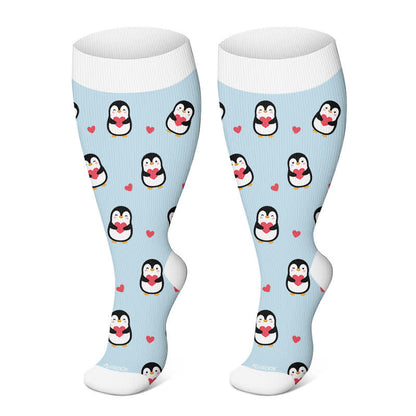 Chaussettes de compression pingouin mignonnes grandes tailles - Bleu clair - 4XL - image 6