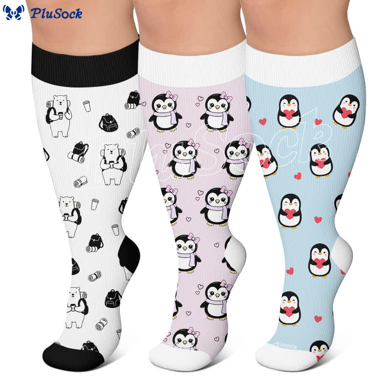 Chaussettes de compression pingouin mignonnes grandes tailles - image 0