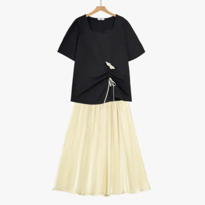 Ensemble haut à cordon et jupe fluide grande taille - Ensemble de 2 pièces - 6XL - image 0