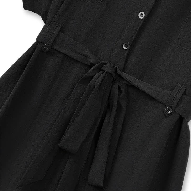 Ensemble chemise noire grande taille à nouer à la taille et pantalon large - image 4