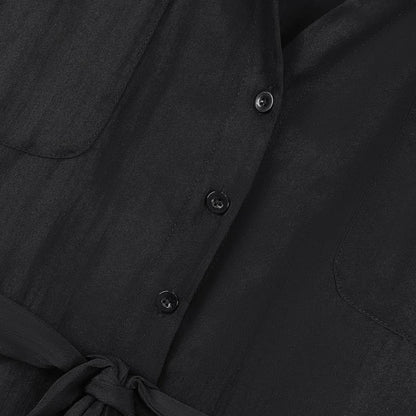 Ensemble chemise noire grande taille à nouer à la taille et pantalon large - image 6
