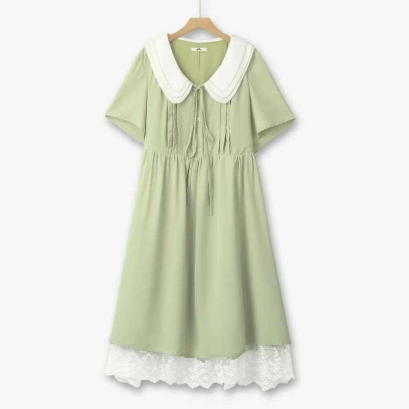 Robe midi à col Claudine - Vert - 6XL - image 0