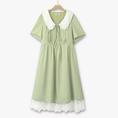 Robe midi à col Claudine - Vert - 6XL - image 0