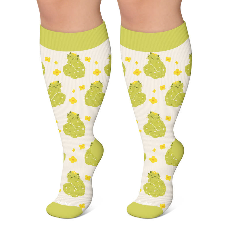 Chaussettes de compression grande taille motif guépard et vache - Vert clair - 4XL - image 6