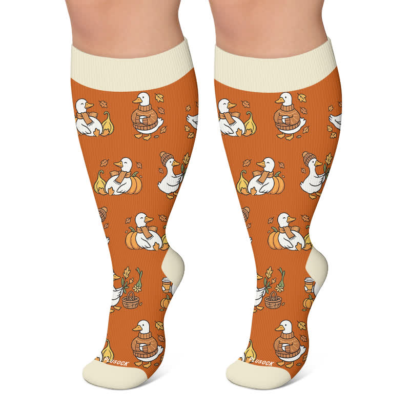 Chaussettes de compression Autumn Ducks grandes tailles - Orange - 4XL - image 6