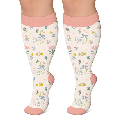 Chaussettes de compression Autumn Ducks grandes tailles - Beige - 4XL - image 5