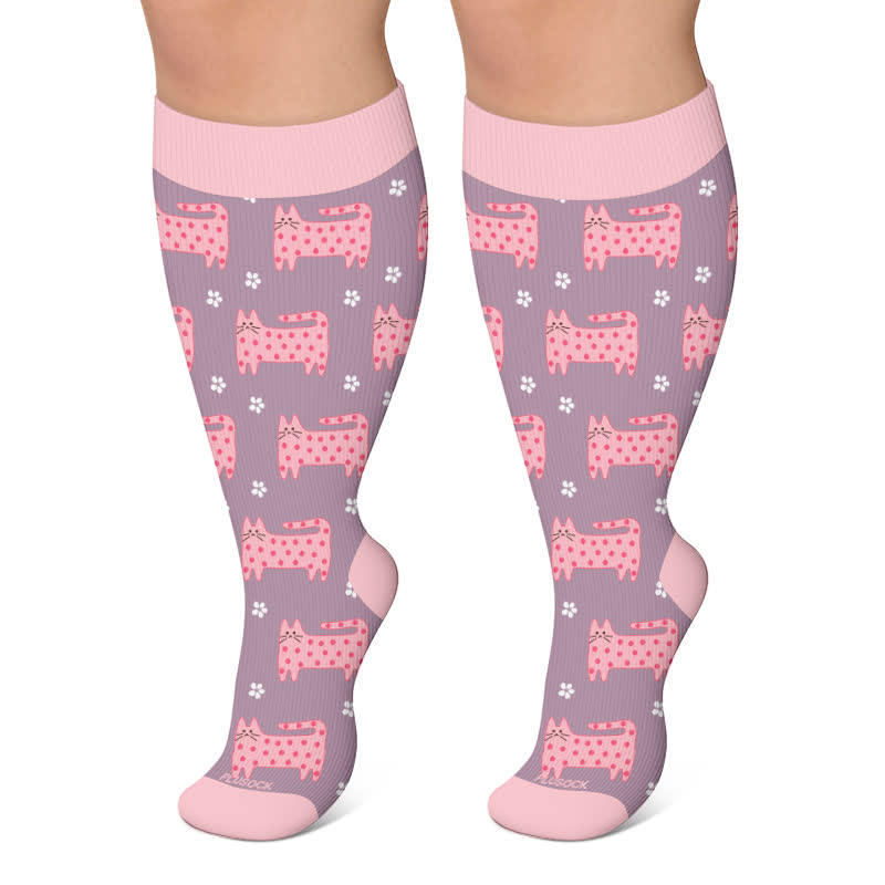 Chaussettes de compression grandes tailles à imprimé animalier - Gris - 4XL - image 5
