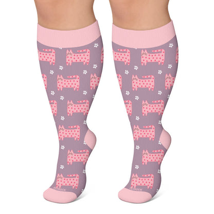 Chaussettes de compression grandes tailles à imprimé animalier - Gris - 4XL - image 5