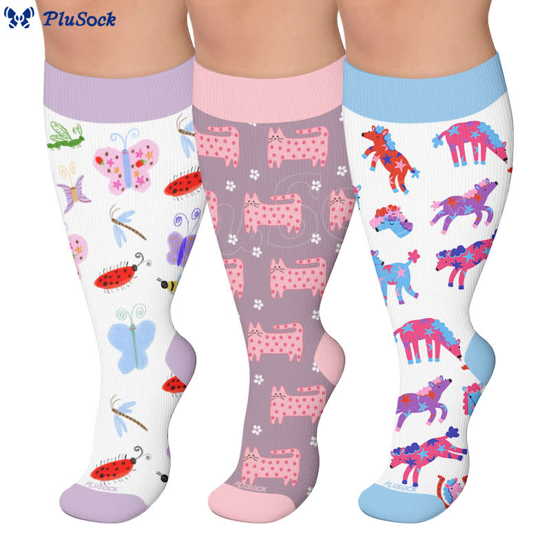 Chaussettes de compression grandes tailles à imprimé animalier - image 0