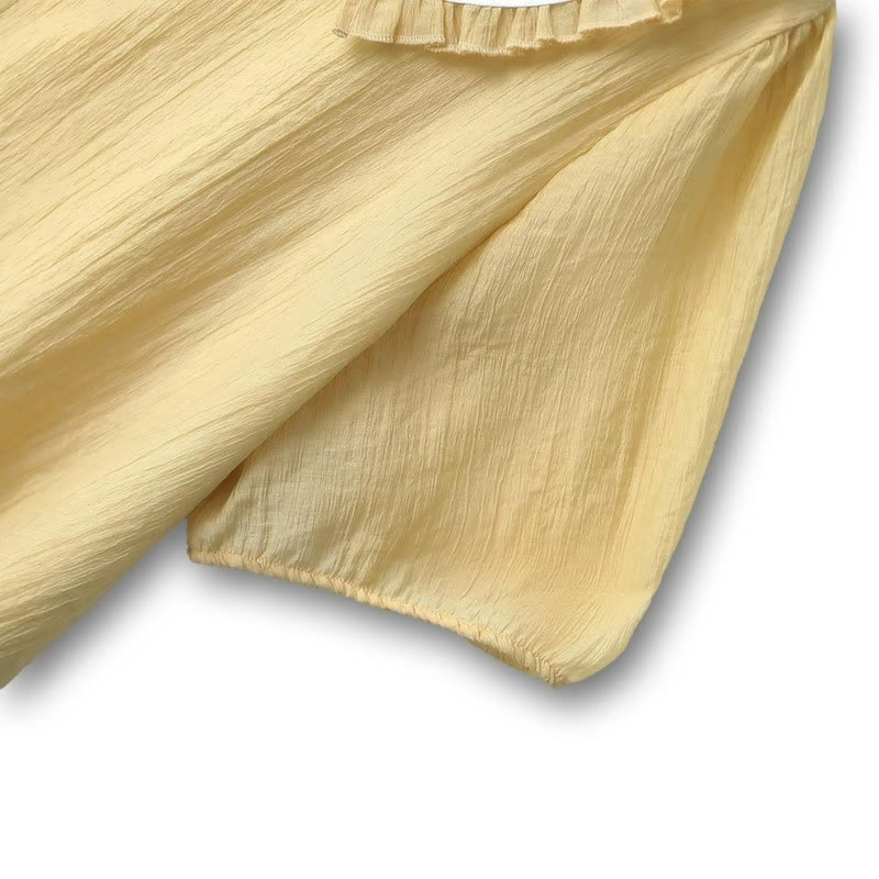 Blouse grande taille à col volanté et manches bouffantes avec nœud papillon - image 2