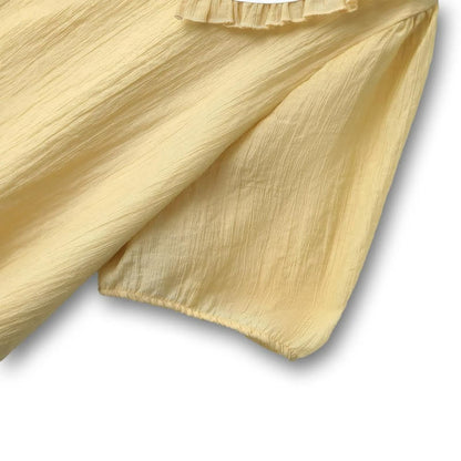 Blouse grande taille à col volanté et manches bouffantes avec nœud papillon - image 2