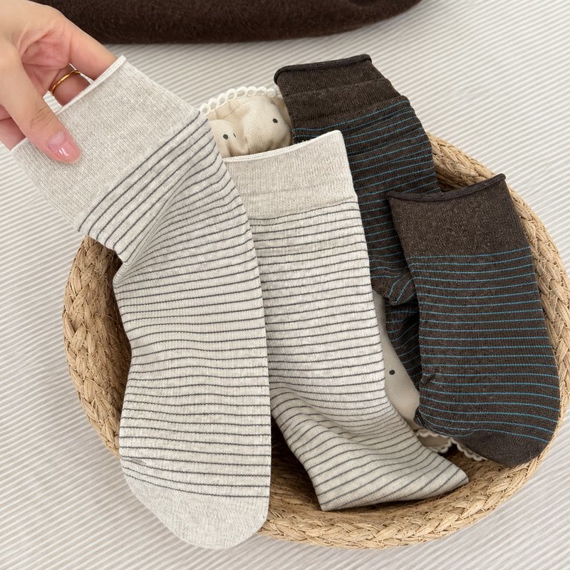 Chaussettes côtelées en coton (4 paires) - image 4