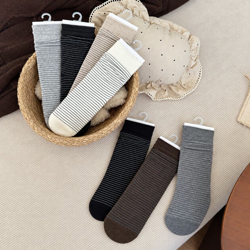 Chaussettes côtelées en coton (4 paires) - image 5