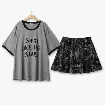 Ensemble T-shirt et jupe imprimée « Brille comme les étoiles » - Ensemble de 2 pièces - 6XL - image 0