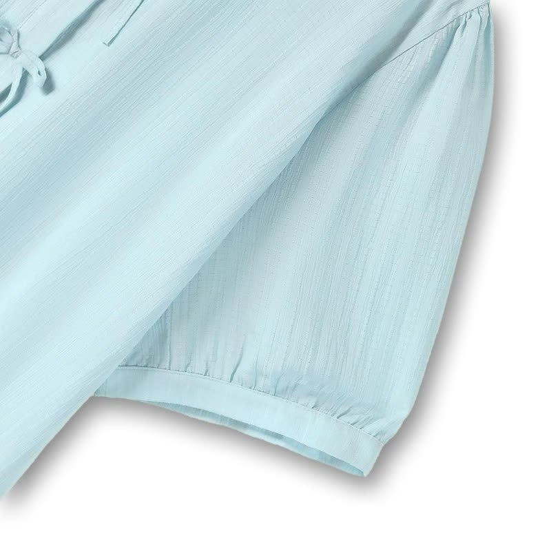 Blouse grande taille à nœud en dentelle - image 3