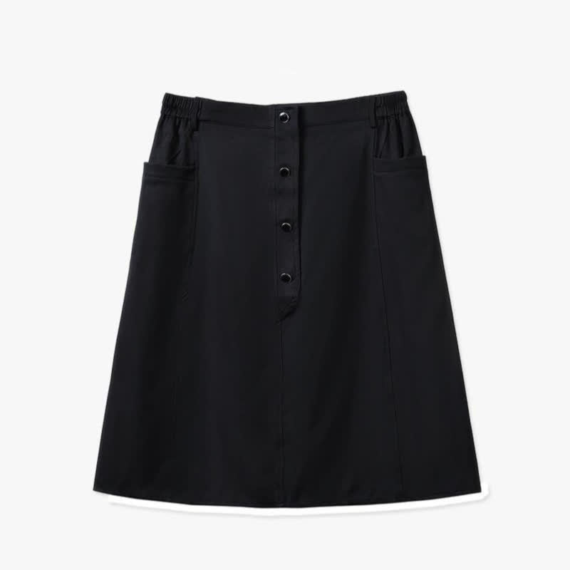 Jupe midi boutonnée grande taille - Noir - 6XL - image 0