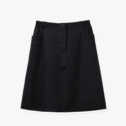 Jupe midi boutonnée grande taille - Noir - 6XL - image 0