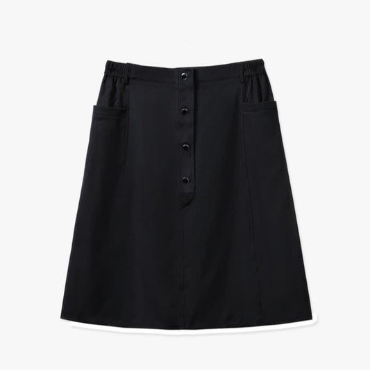 Jupe midi boutonnée grande taille - Noir - 6XL - image 0
