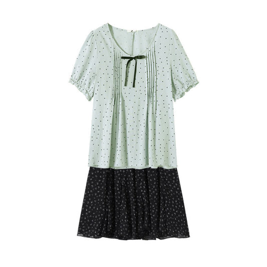 Ensemble jupe taille haute noire à petits motifs grande taille - Ensemble de 2 pièces - 6XL - image 0