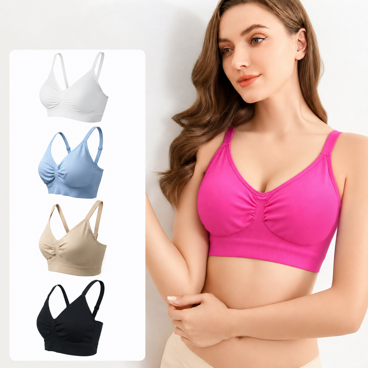 Soutien-gorge sans armatures froncé et sans coutures - image 0