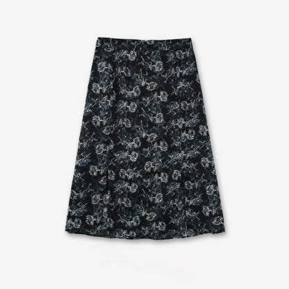 Ensemble jupe deux pièces noire à fleurs grande taille - Jupe midi - 6XL - image 2