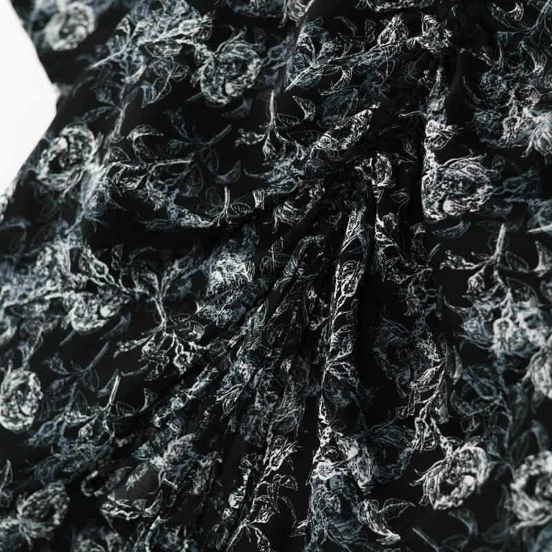 Ensemble jupe deux pièces noire à fleurs grande taille - image 5