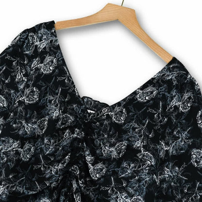 Ensemble jupe deux pièces noire à fleurs grande taille - image 3