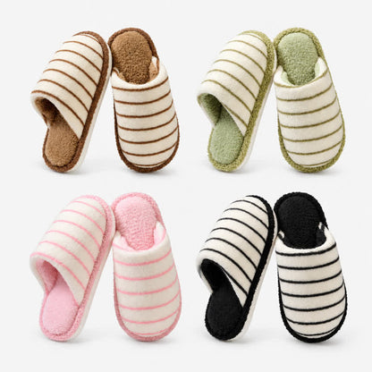 Pantoufles d'intérieur en peluche rayée, grandes tailles, confortables - image 9
