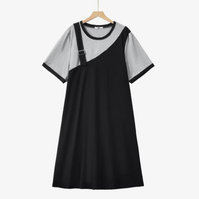 Robe midi décontractée à superpositions - Noir - 6XL - image 0