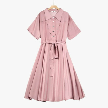 Robe chemise rose à ceinture - Rose - 6XL - image 0