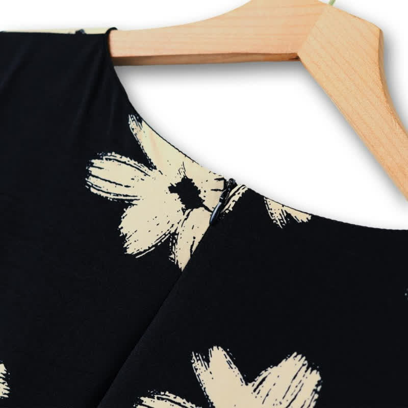 Robe midi à col en V fleurie incurvée - image 2