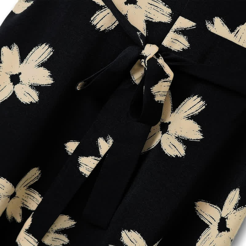Robe midi à col en V fleurie incurvée - image 3
