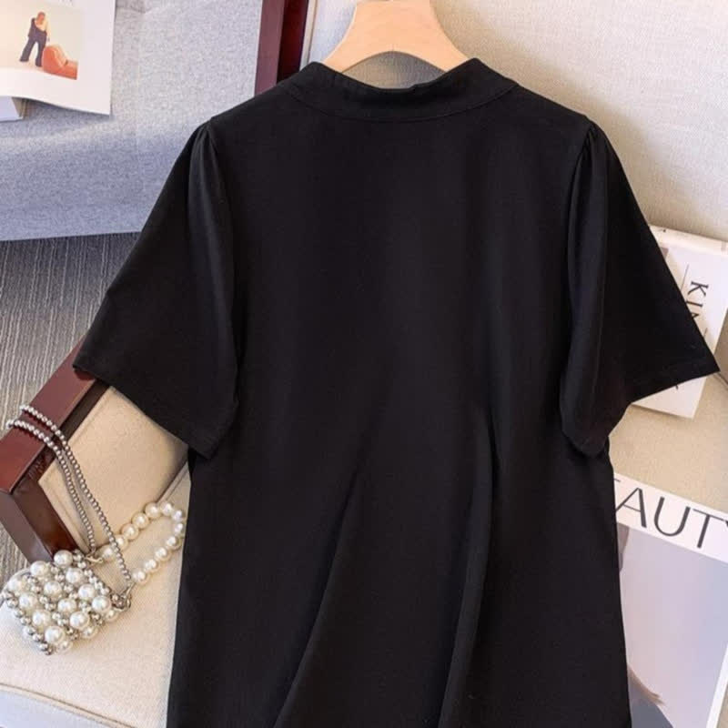 Blouse d'été grande taille à imprimé papillon et col cravate - image 4