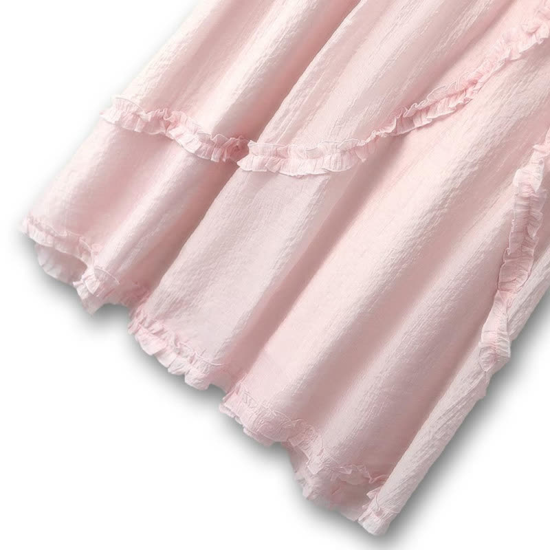 Robe midi à volants et nœud grande taille - image 3