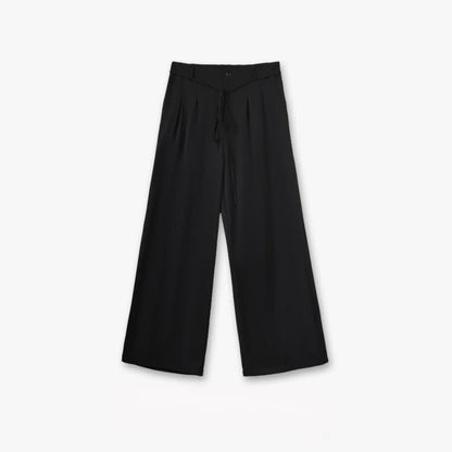 Pantalon noir à jambes larges et cordon de serrage - Noir - 6XL - image 0