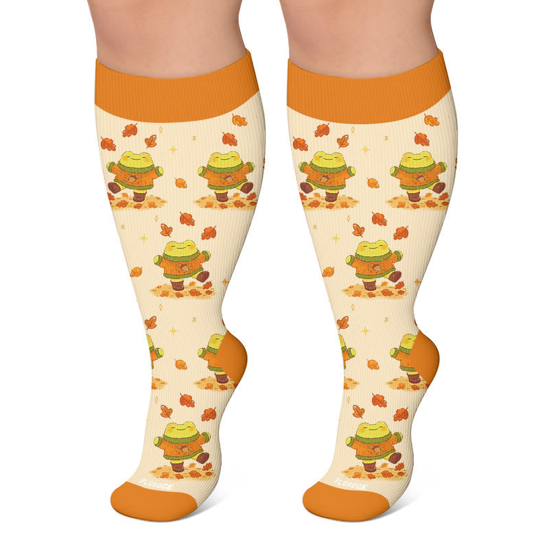 Chaussettes de compression grandes tailles automne motif animaux - Orange - 4XL - image 4