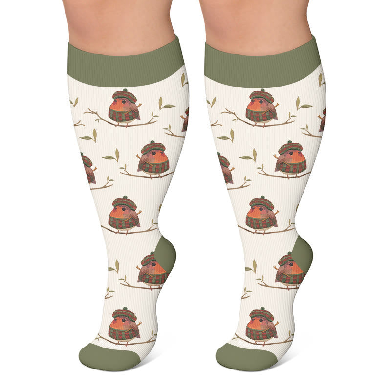 Chaussettes de compression grandes tailles automne motif animaux - Beige - 4XL - image 5