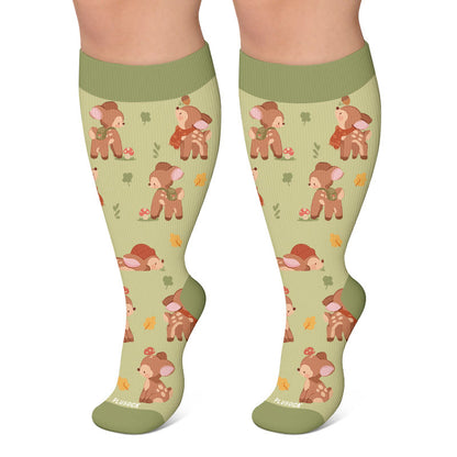Chaussettes de compression grandes tailles automne motif animaux - Vert - 4XL - image 6