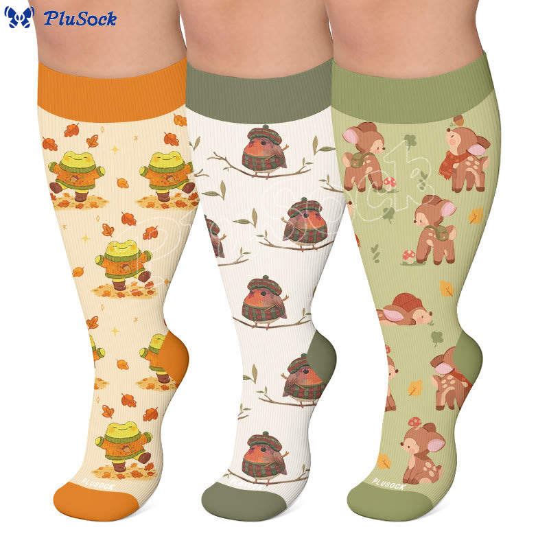 Chaussettes de compression grandes tailles automne motif animaux - image 0