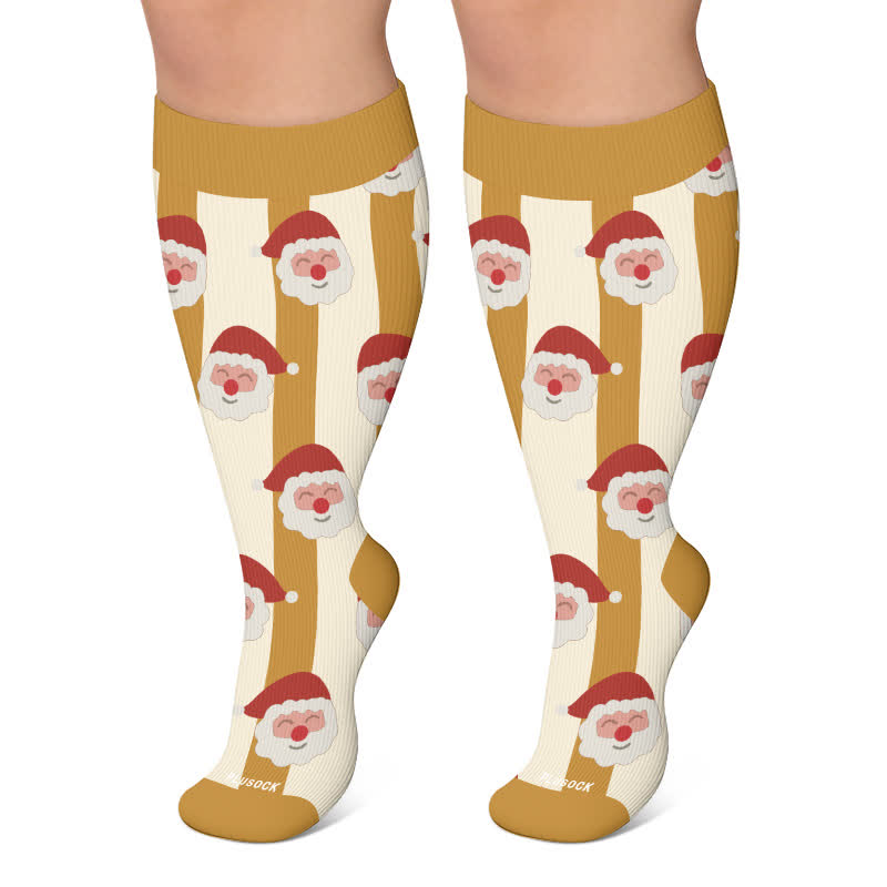 Chaussettes de compression grandes tailles à rayures Père Noël et cerf - Jaune - 4XL - image 4