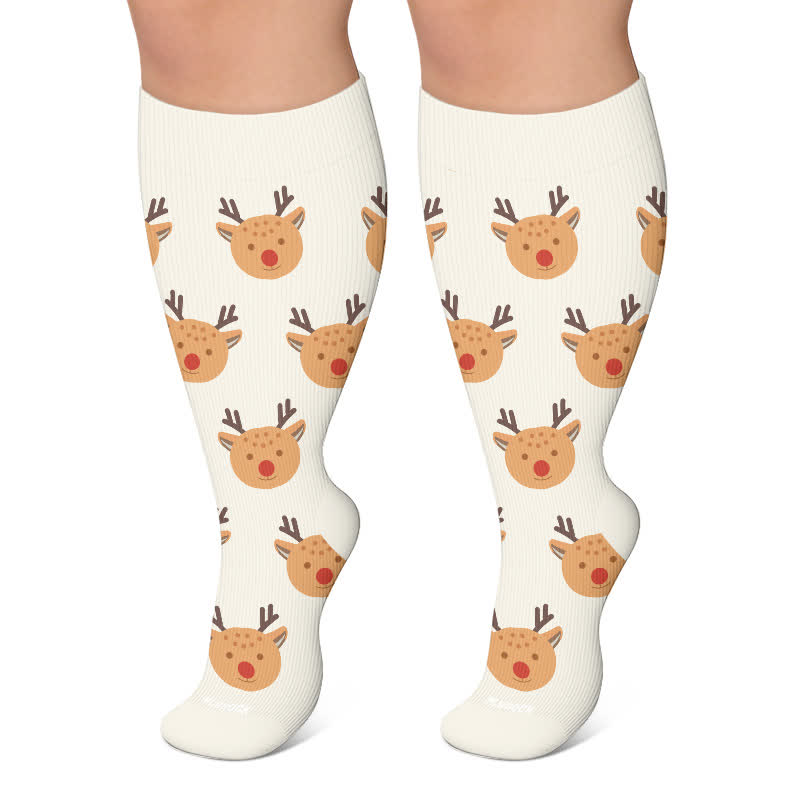 Chaussettes de compression grandes tailles à motifs de Noël - Blanc - 4XL - image 5