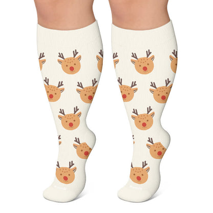 Chaussettes de compression grandes tailles à motifs de Noël - Blanc - 4XL - image 5