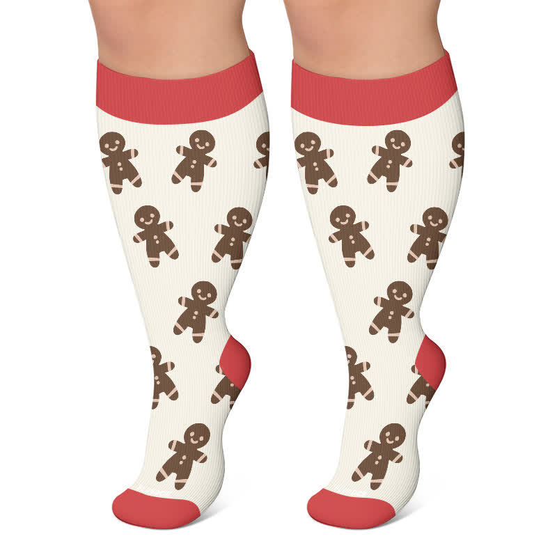 Chaussettes de compression grandes tailles à motifs de Noël - Rouge - 4XL - image 6
